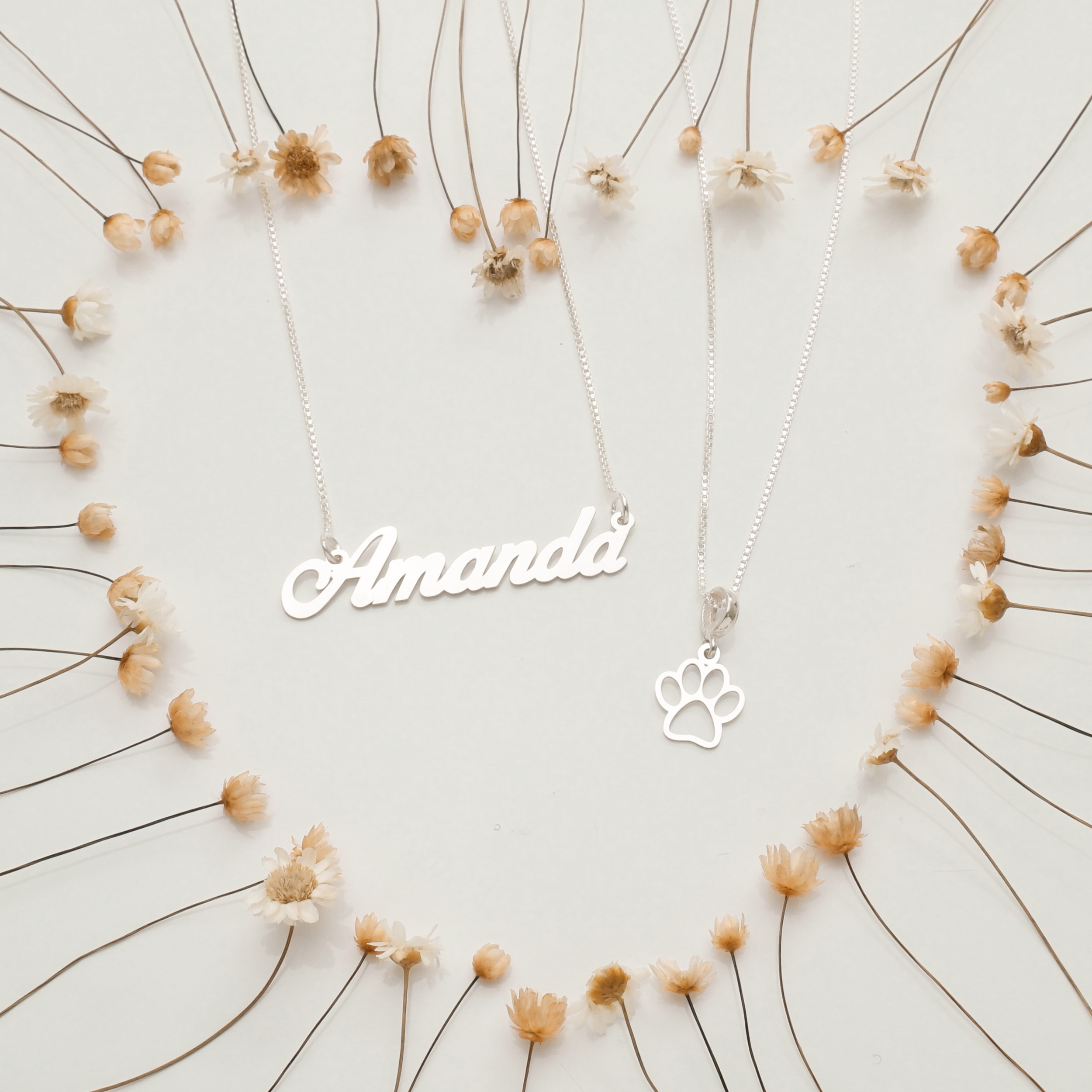 Corrente De Nome Personalizado 45cm Prata 950 - Simples ou Composto