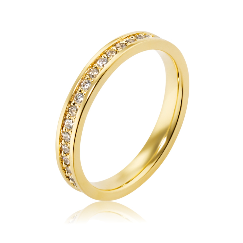 Par De Aliança Folheada A Ouro 18k Lisa E Cravejada 3mm